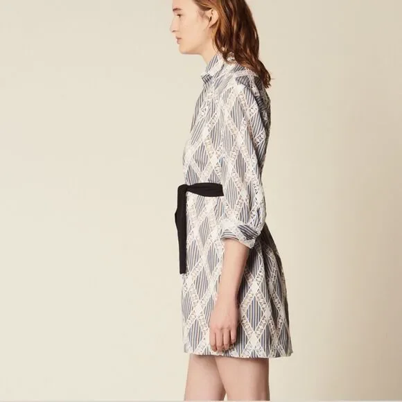 New Sandro Paris Short Lace Shirt Dress collar 40 - Picture 3 of 12